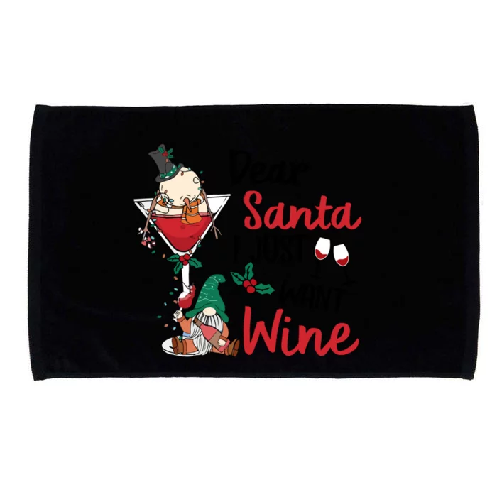 Dear Santa I Just Want Wine Funny Christmas Cool Gift Microfiber Hand Towel