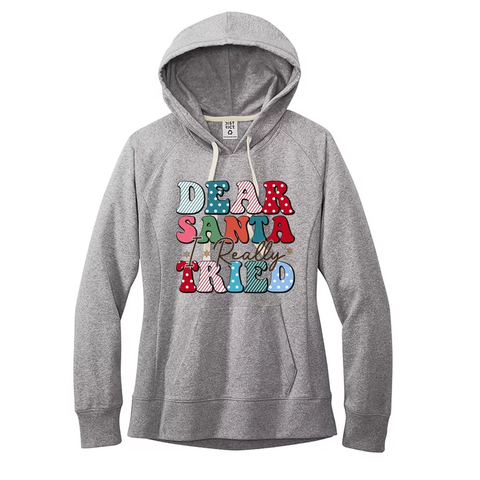 Dear Santa I Tried Winter Funny Christmas Xmas Gift Women's Fleece Hoodie