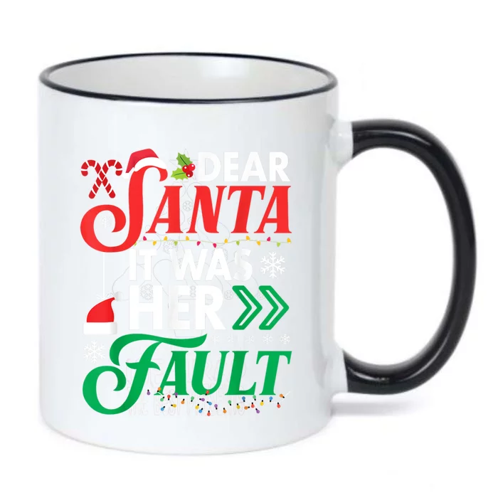 Dear Santa It Was Her Fault Funny Christmas Couples Matching Gift Black Color Changing Mug