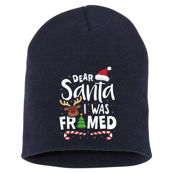 Dear Santa I Was Framed Short Acrylic Beanie