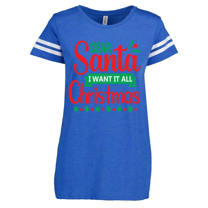 Dear Santa I Want It All Chrimas Gift Enza Ladies Jersey Football T-Shirt