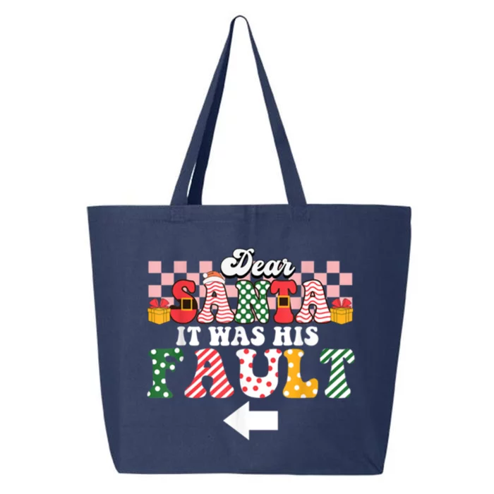 Dear Santa It Was Her Fault Funny Christmas Couples Matching Cute Gift 25L Jumbo Tote