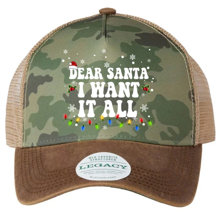 Dear Santa I Want It All Christmas Lights Pj Family Matching Gift Legacy Tie Dye Trucker Hat