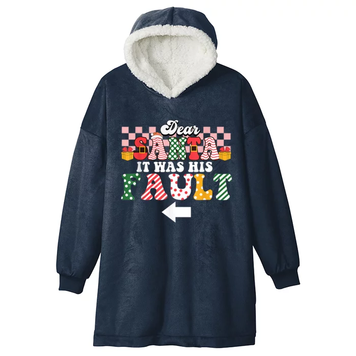 Dear Santa It Was Her Fault Funny Christmas Couples Matching Gift Hooded Wearable Blanket