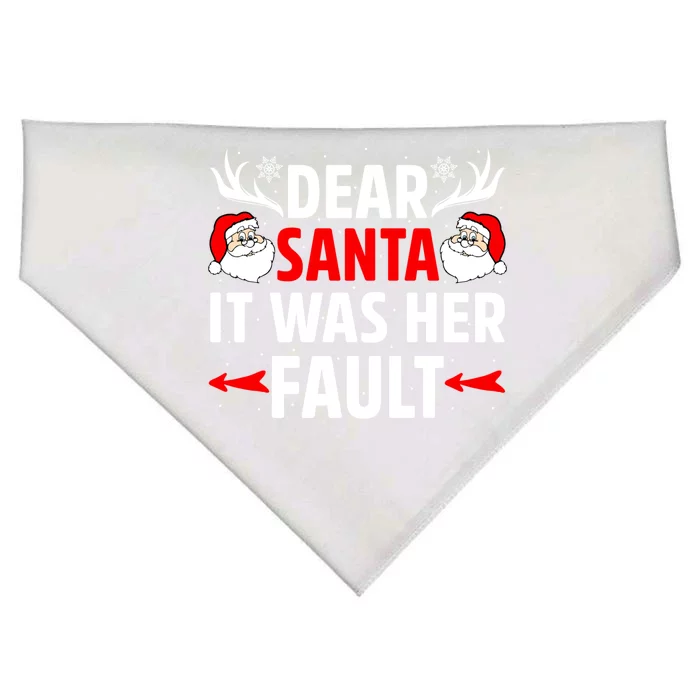 Dear Santa It Was Her Fault Funny Christmas Couples Present Meaningful Gift USA-Made Doggie Bandana