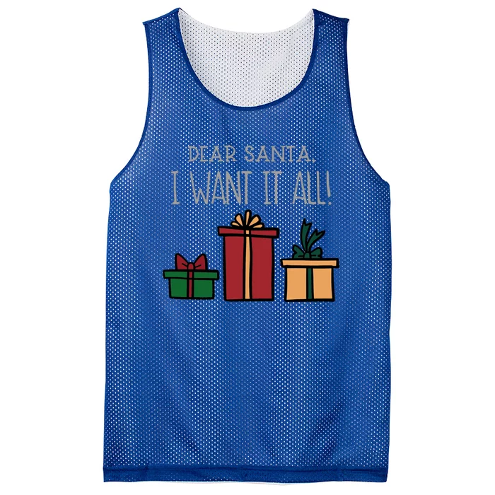 Dear Santa I Want It All Funny Christmas Xmas Gift Mesh Reversible Basketball Jersey Tank