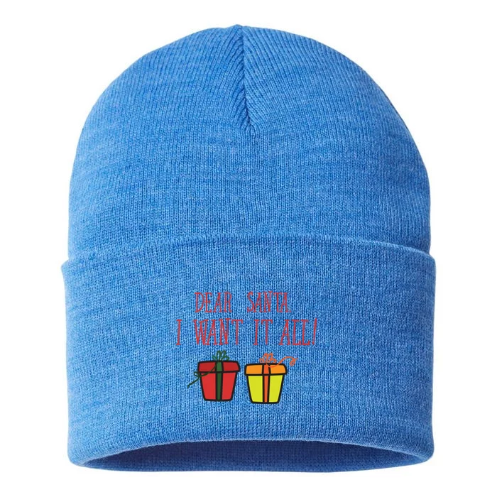 Dear Santa I Want It All Funny Christmas Presents Gift Sustainable Knit Beanie