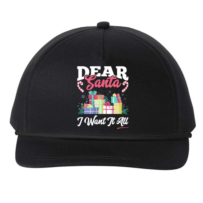 Dear Santa I Want It All Cool Gift Snapback Five-Panel Rope Hat