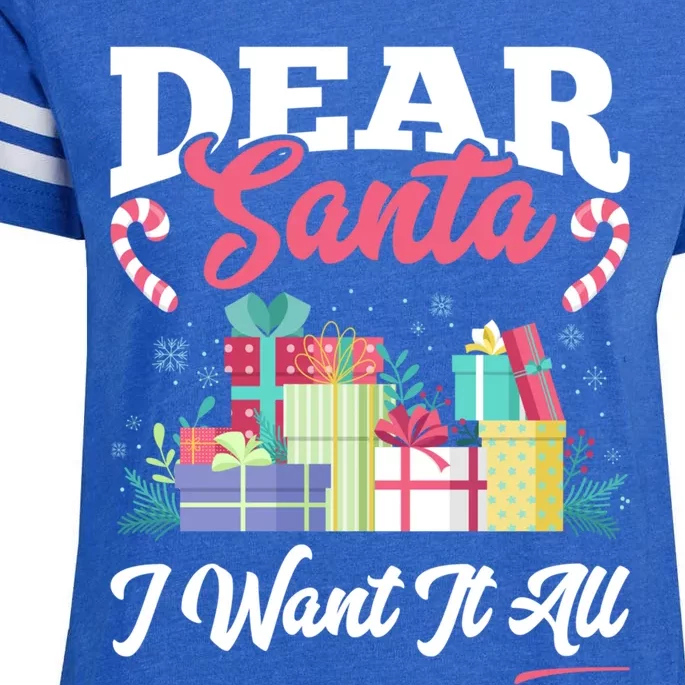 Dear Santa I Want It All Cool Gift Enza Ladies Jersey Football T-Shirt