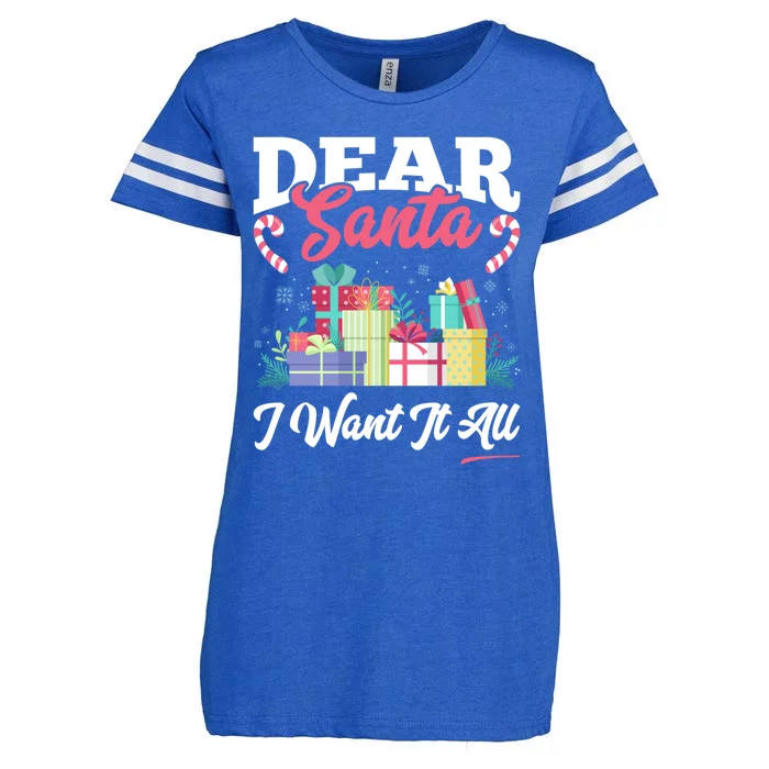 Dear Santa I Want It All Cool Gift Enza Ladies Jersey Football T-Shirt