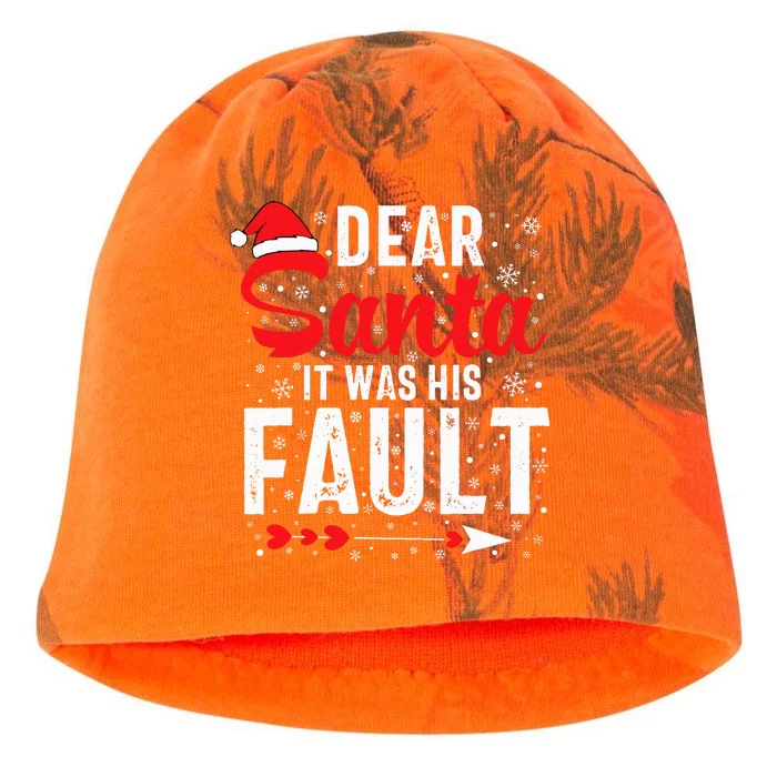 Dear Santa It Was His Fault Funny Christmas Couples Kati - Camo Knit Beanie