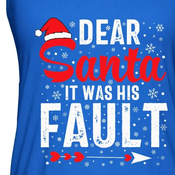 Dear Santa It Was His Fault Funny Christmas Couples Ladies Essential Flowy Tank