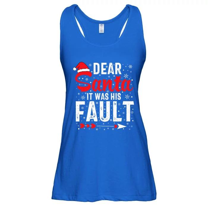 Dear Santa It Was His Fault Funny Christmas Couples Ladies Essential Flowy Tank