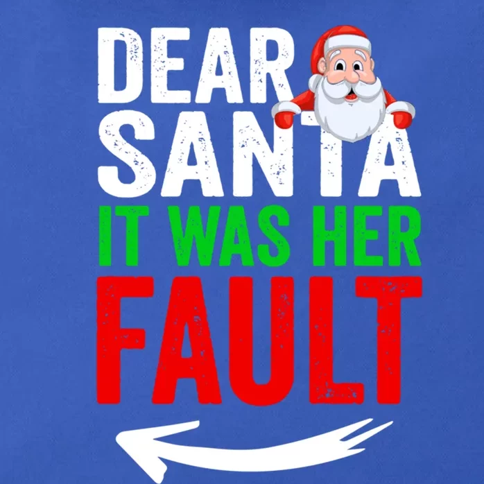 Dear Santa It Was Her Fault Funny Matching Couples Christmas Gift Zip Tote Bag