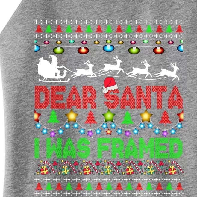 Dear Santa I Was Framed Christmas Sweater Xmas Lights Santa Great Gift Women’s Perfect Tri Rocker Tank