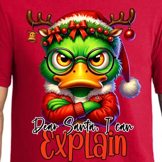 Dear Santa I Can Explain Funny Sarcastic Grumpy Duck Christmas Pajama Set