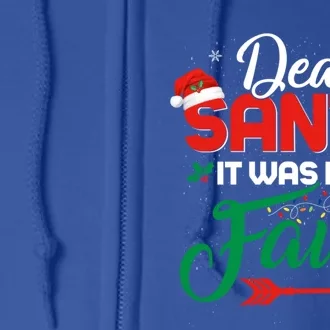 Dear Santa It Was Her Fault Funny Matching Couples Christmas Meaningful Gift Full Zip Hoodie