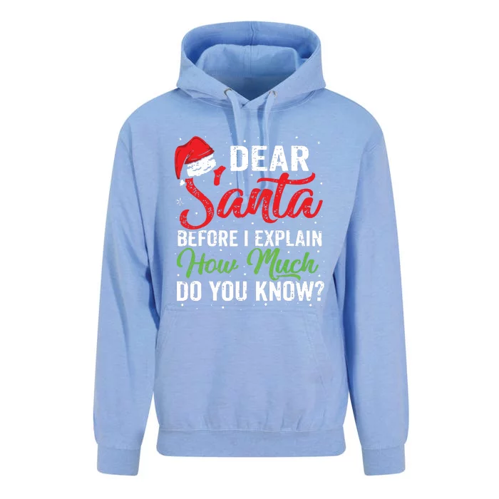 Dear Santa I Can Explain Funny Christmas Adults Unisex Surf Hoodie