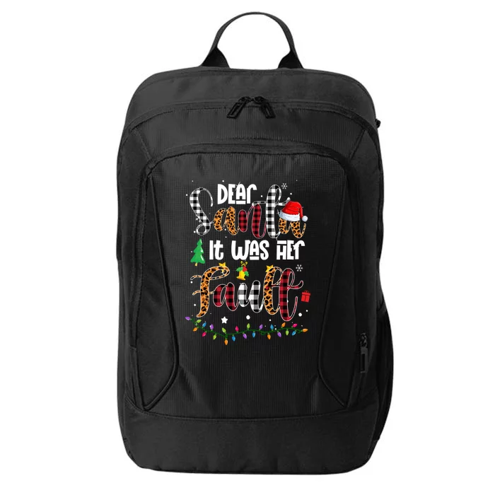 Dear Santa It Was Her Fault Leopard Plaid Christmas Couples Gift City Backpack