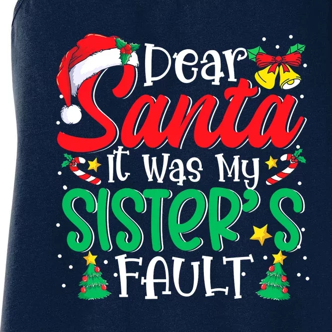 Dear Santa It Was My Sister's Fault Christmas Family Pajama Women's Racerback Tank