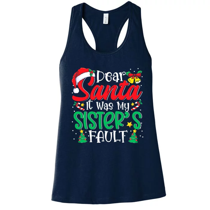 Dear Santa It Was My Sister's Fault Christmas Family Pajama Women's Racerback Tank