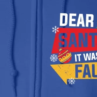 Dear Santa It Was Her Fault Matching Christmas Couple Pajama Gift Full Zip Hoodie