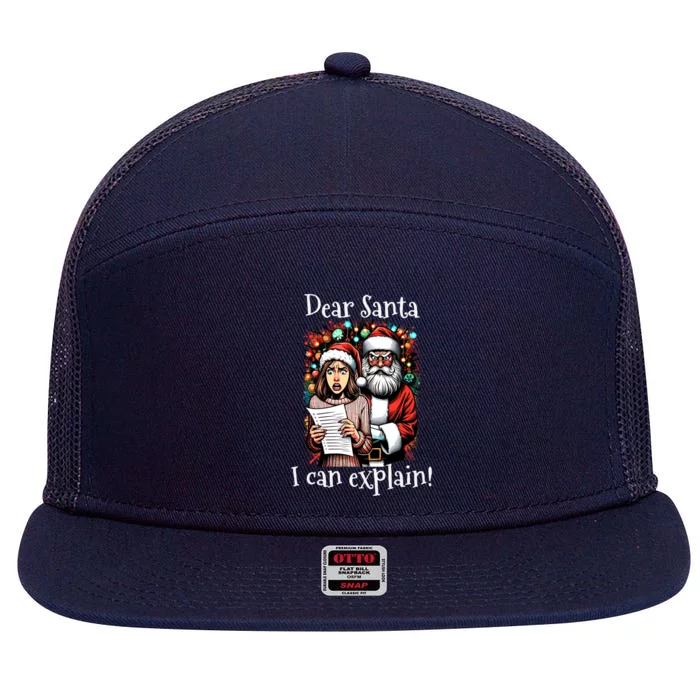 Dear Santa I Can Explain Great Gift 7 Panel Mesh Trucker Snapback Hat