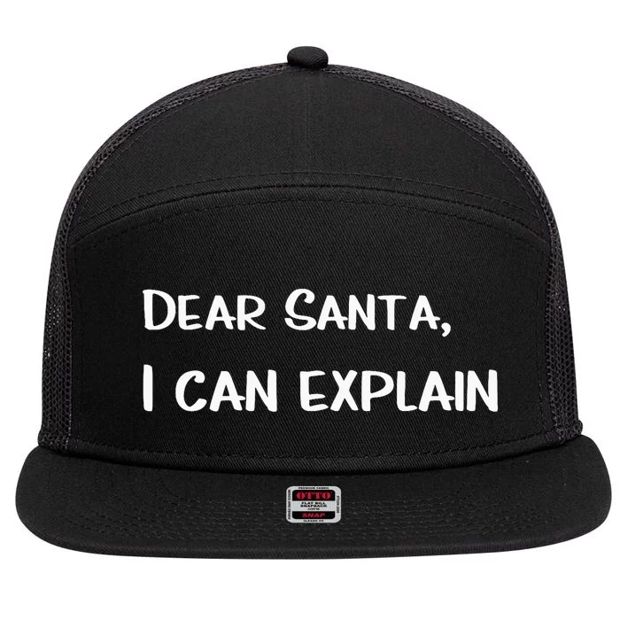 Dear Santa I Can Explain Xmas Merry Christmas 7 Panel Mesh Trucker Snapback Hat