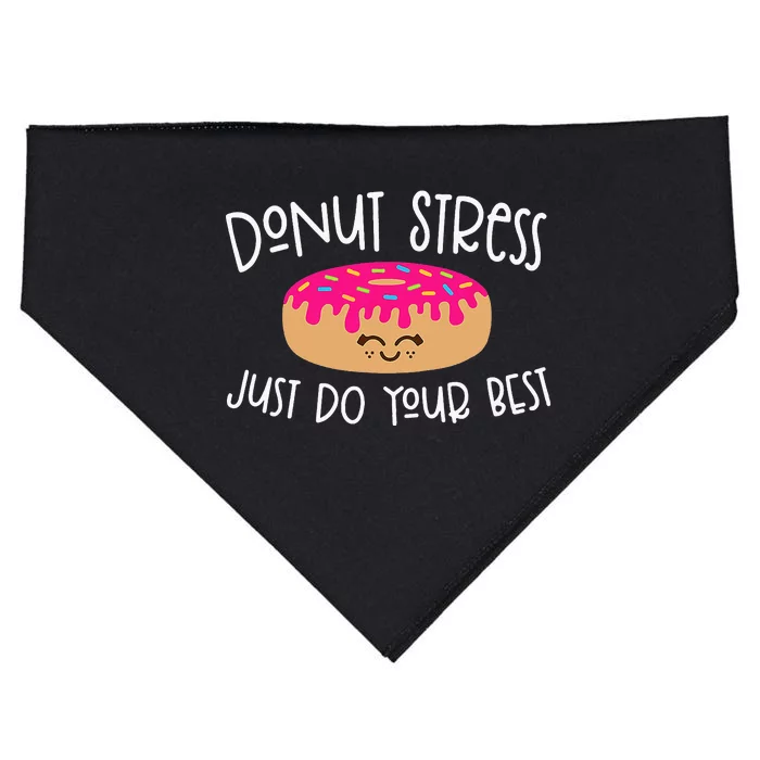 Donut Stress Just Do Your Best Funny Teachers Testing Day USA-Made Doggie Bandana