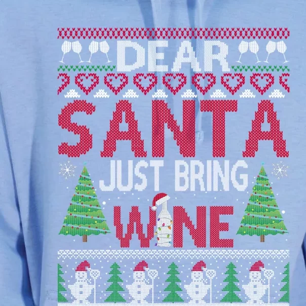 Dear Santa Just Bring Wine Funny Ugly Christmas Sweater Gift Unisex Surf Hoodie