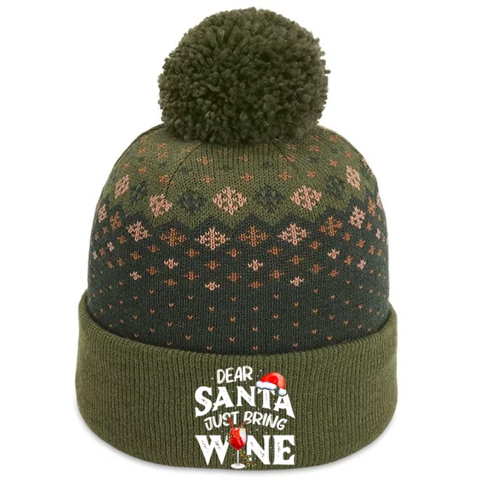 Dear Santa Just Bring Wine Gift Funny Christmas Gift The Baniff Cuffed Pom Beanie