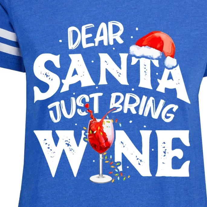 Dear Santa Just Bring Wine Gift Funny Christmas Gift Enza Ladies Jersey Football T-Shirt