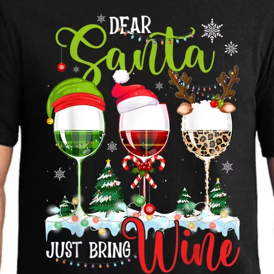 Dear Santa Just Bring Wine Reindeer Dasher Dancer Prancer Gift Pajama Set