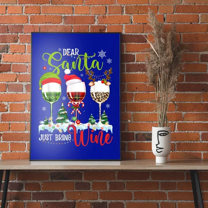 Dear Santa Just Bring Wine Reindeer Dasher Dancer Prancer Gift Poster