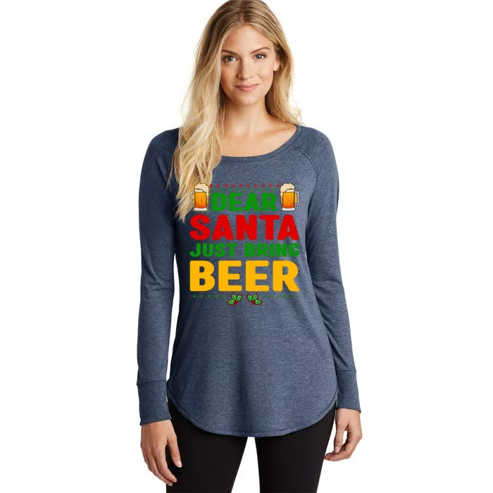 Dear Santa Just Bring Beer Gift Women's Perfect Tri Tunic Long Sleeve Shirt