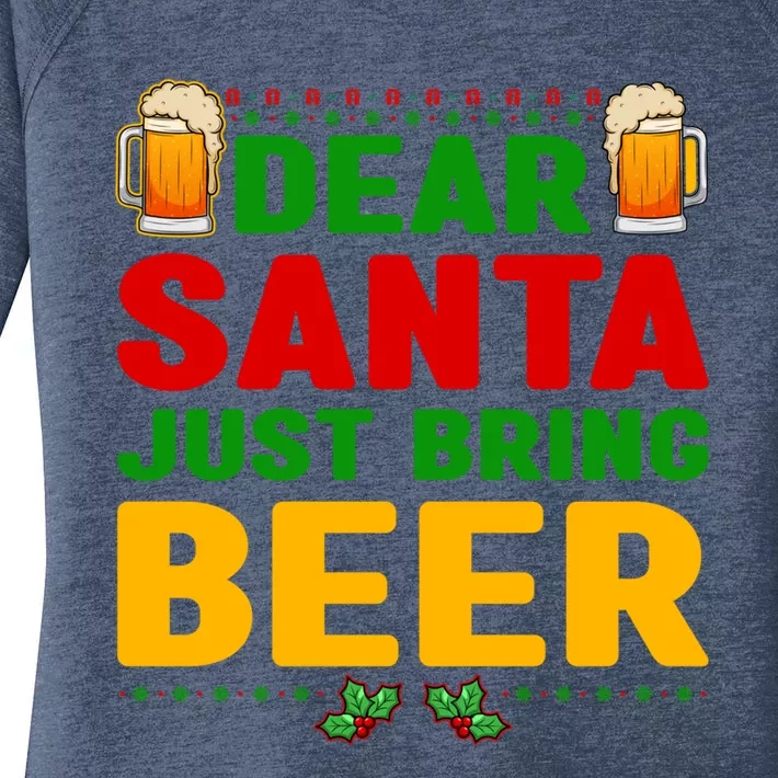 Dear Santa Just Bring Beer Gift Women's Perfect Tri Tunic Long Sleeve Shirt