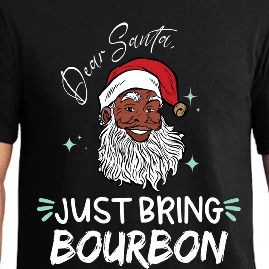 Dear Santa Just Bring Bourbon Funny Black Christmas Santa Gift Pajama Set