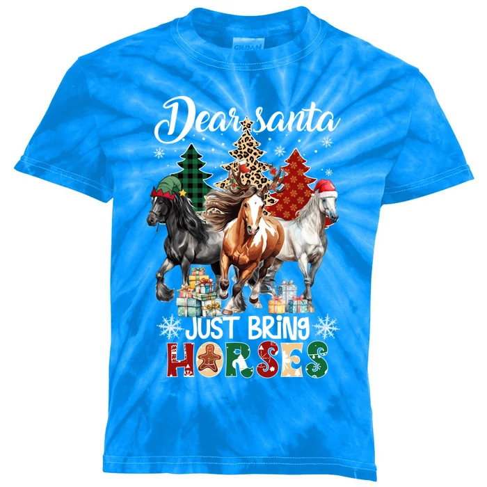 Dear Santa Just Brings Horses Christmas Meaningful Gift Kids Tie-Dye T-Shirt