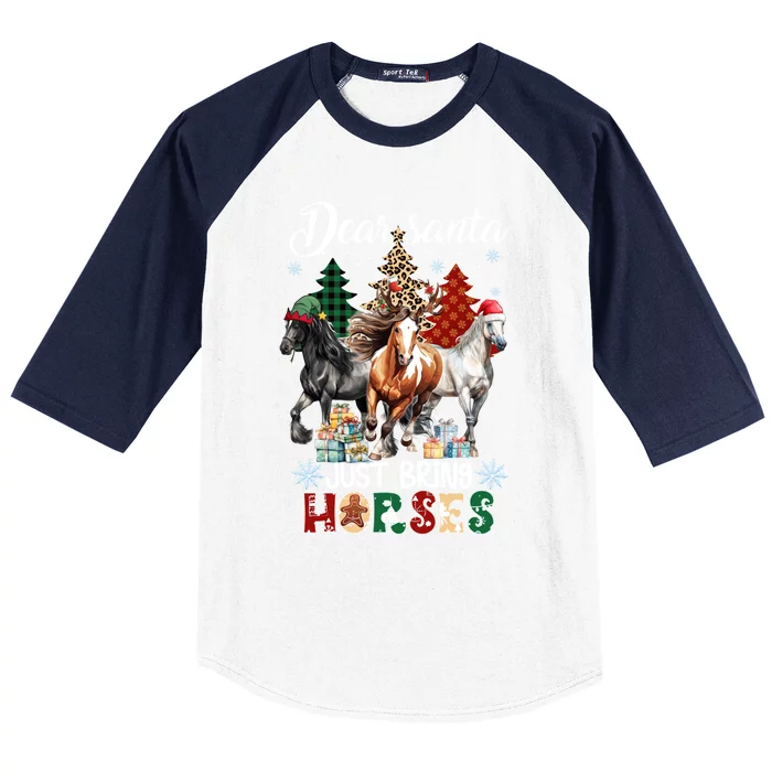 Dear Santa Just Brings Horses Christmas Meaningful Gift Baseball Sleeve Shirt