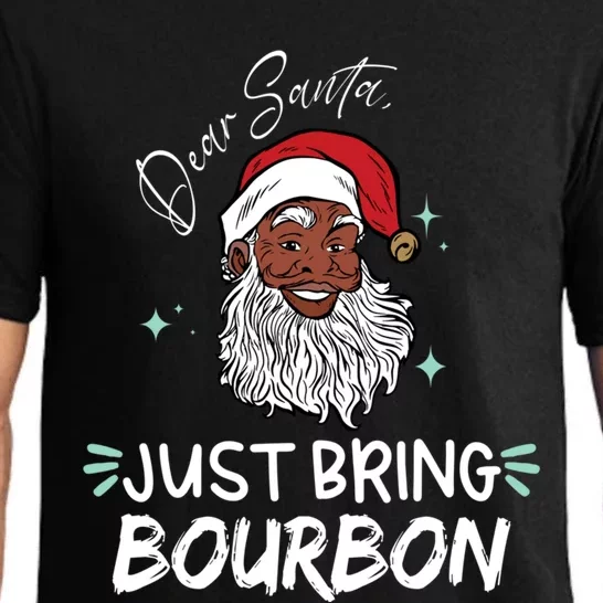 Dear Santa Just Bring Bourbon Funny Black Christmas Santa Gift Pajama Set