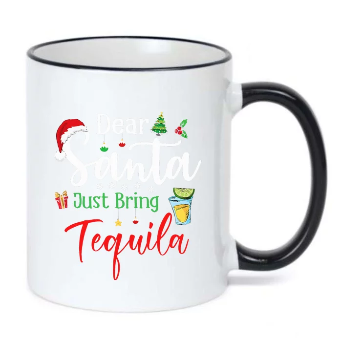 Dear Santa Just Bring Tequila Funny Drinking Christmas Black Color Changing Mug