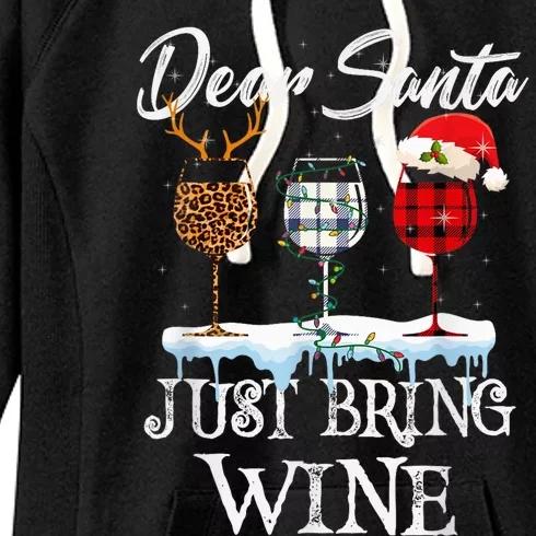 Dear Santa Just Bring Wine Christmas Pajama Costume Gift Women's Fleece Hoodie