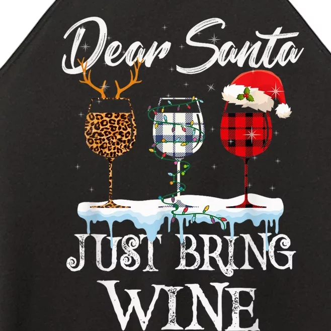 Dear Santa Just Bring Wine Christmas Pajama Costume Gift Women’s Perfect Tri Rocker Tank