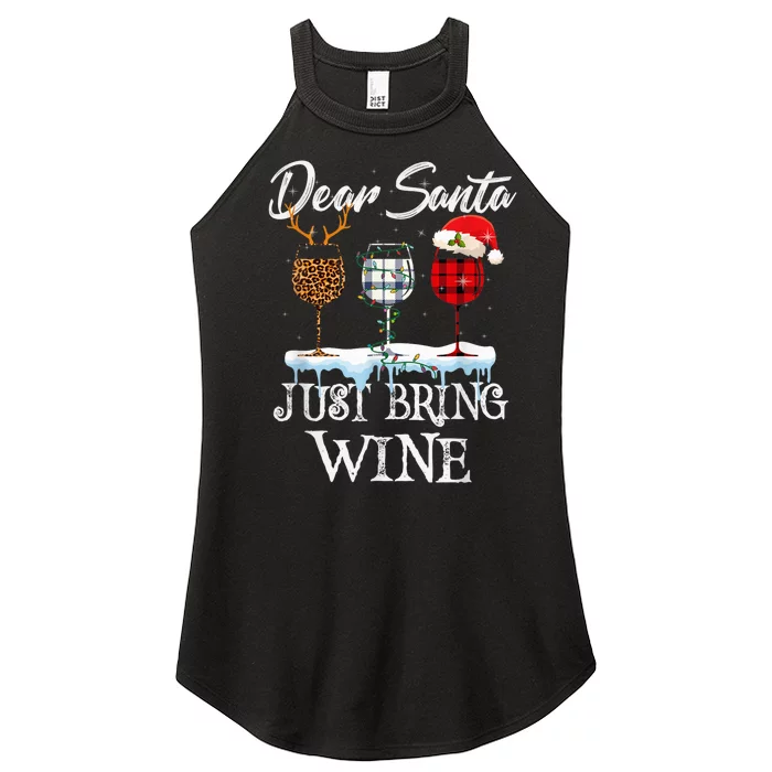 Dear Santa Just Bring Wine Christmas Pajama Costume Gift Women’s Perfect Tri Rocker Tank