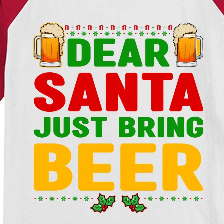 Dear Santa Just Bring Beer Great Gift Kids Colorblock Raglan Jersey