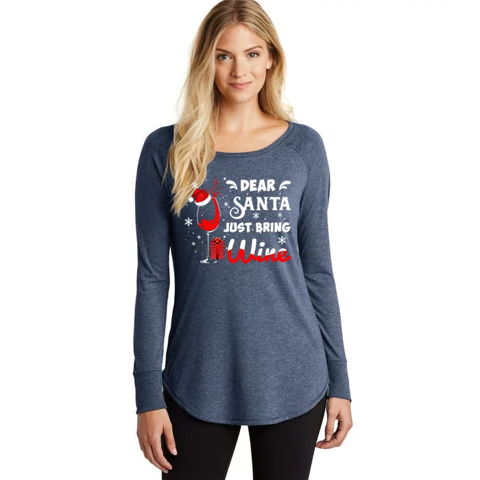 Dear Santa Just Bring Wine Christmas Wine Funny Gift Women's Perfect Tri Tunic Long Sleeve Shirt