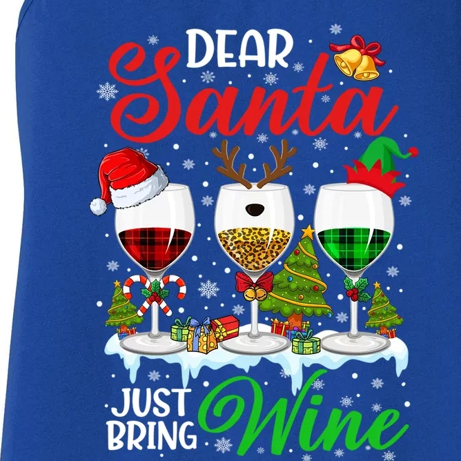 Dear Santa Just Bring Wine Funny Christmas Wine Glasses Gift Women's Racerback Tank