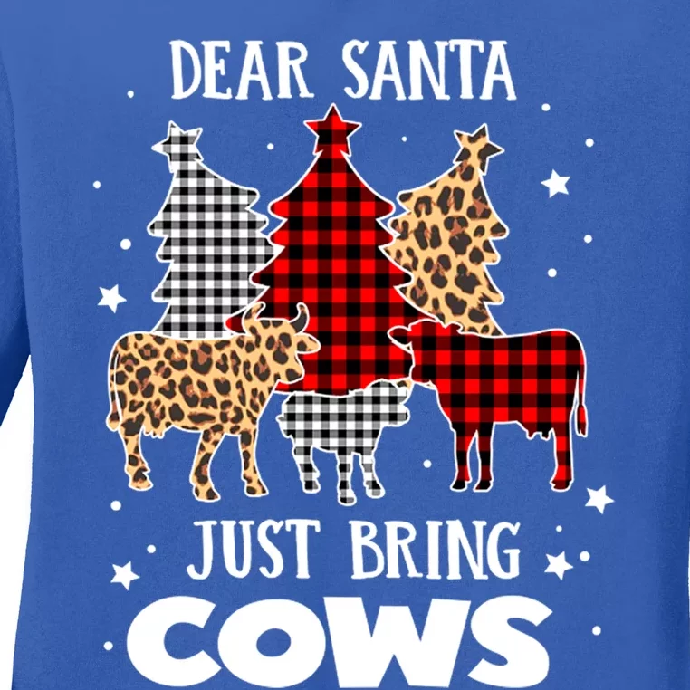 Dear Santa Just Bring Cows Christmas Xmas Funny Gift Ladies Long Sleeve Shirt