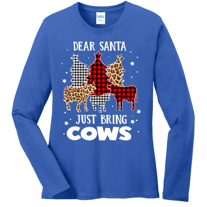 Dear Santa Just Bring Cows Christmas Xmas Funny Gift Ladies Long Sleeve Shirt