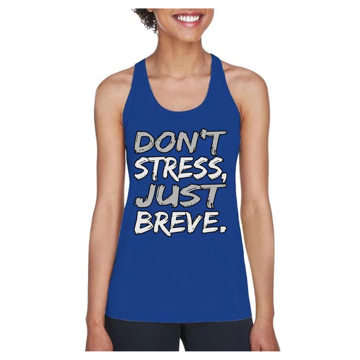 Don't Stress Just Breve Dyslexia Awareness Silver Graphic Meaningful Gift Women's Racerback Tank